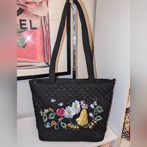 Vera Bradley Disney 100 Snow White. Vera Tote, Black Quilted, Embroidered.